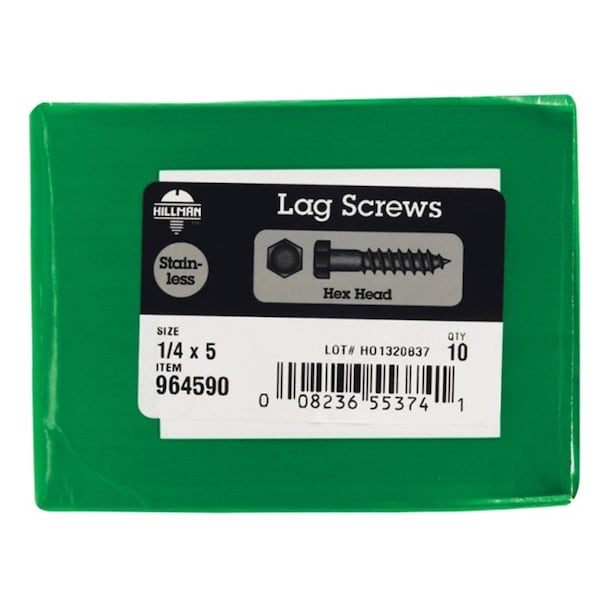 Hillman Lag Screw, 5 inch, Stainless Steel 59597 - main